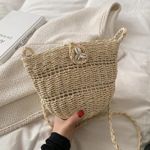 Hand-woven Womens Crossbody Bag Bohemian 2021 Summer Straw Beach Totes Shoulder Bag Travel Shopper Weaving Handbag and Purses