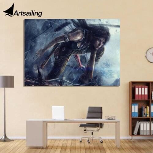 1 Piece canvas art canvas painting tomb raider girl armd HD printed poster home decor wall pictures for living room XA1668C