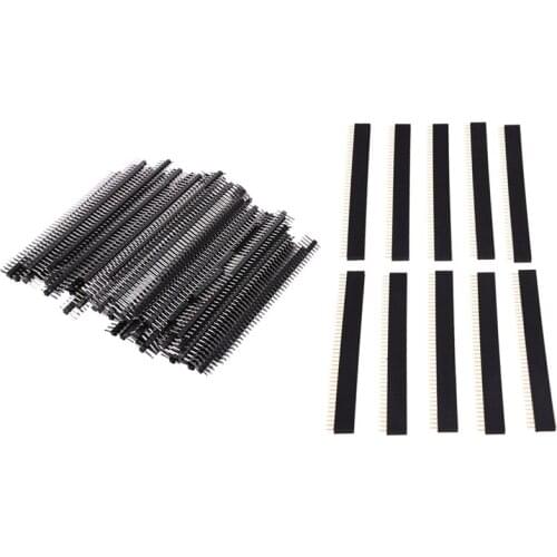 10 Pcs 1X40 Pin 2.54mm Pitch Straight Single Row PCB Female Pin & 100Pcs Male Header Pins, Straight Single Row 40 Pin