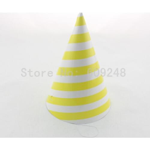 12pcs Children Kids Adults Celebration Wedding Carnival Birthday Yellow Stripe Paper Party Hats,Stripe Tea Party Caps Supplies