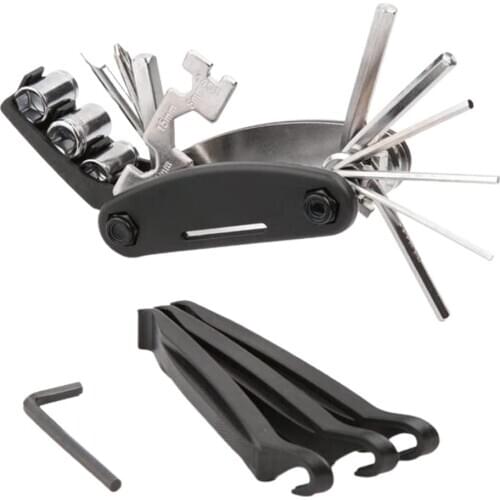 16 in 1 Multifunctional Bicycle Bike Repair Tools Carbon Steel Folding Wrench Spanner MTB Bike Tyre Levers Ferramentas Bike Tool