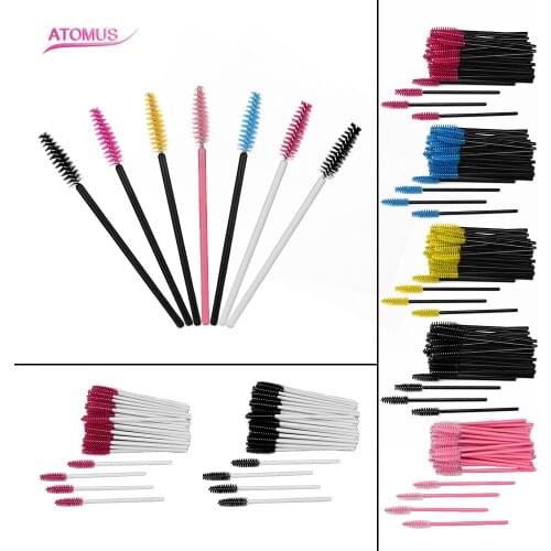 50PCS/pack Disposable Permanent Makeup Eyelash Brush Mascara Wands Applicator Eyelash Comb Brushes Spoolers Makeup Tool