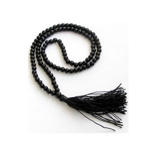 8mm Black Tibetan Buddhist 108 Prayer Beads Mala Necklace