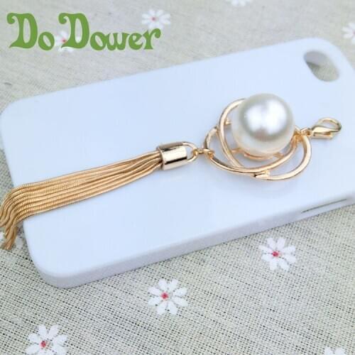 Handmade metal alloy Key Chain Holder with pearl/tassel/leaf/flake trinket charms for bag/purse Car porte clef Pendant/Adornment