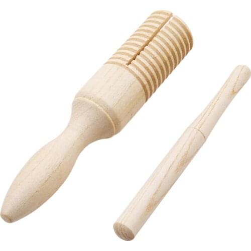Wooden Musical Instrument for Children Kid Toys Sound Tube Small Single-threaded Ring Percussion Cylinder Croak Frog Barrel