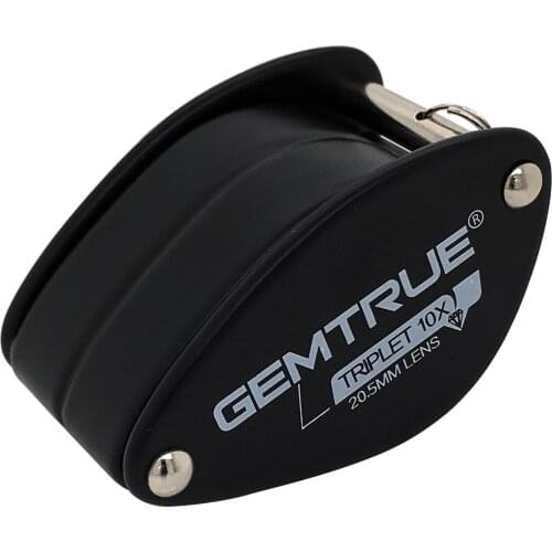 GemTrue Wholesale 20.5mm Triplet 10X Deluxe Black Diamond Gemstone View Loupe Jewelry Magnifier With PU Leather Case
