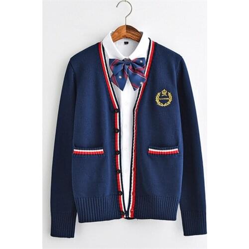 Cardigan Women Sweater Japanese Style 2019 Spring V-neck Students School Uniforms Girls Single Breasted Cardigans Sweaters