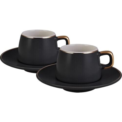 Karaca Pera 2 Person Coffee Cup Set 90cc Turkish Coffee Espresso 2 Cups + 2 Saucers Made in Turkey %100 Original