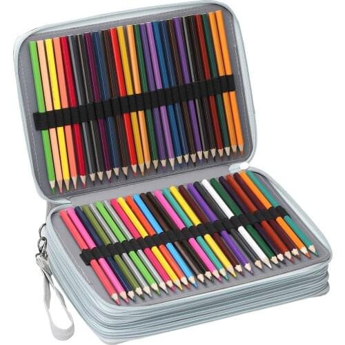 Leather Super Large Capacity Multi-Layer Students Colored Pencil Wrap Storage Case Bag Pouch Holder Stationery, Organizer