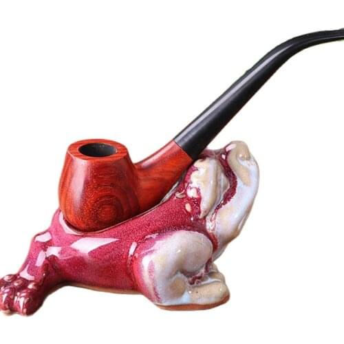 Long handle Reading Pipes 9MM Filter Rosewood Tobacco pipe Bent Type smoking pipe Handmade Solid wood cut tobacco pipe Man gift