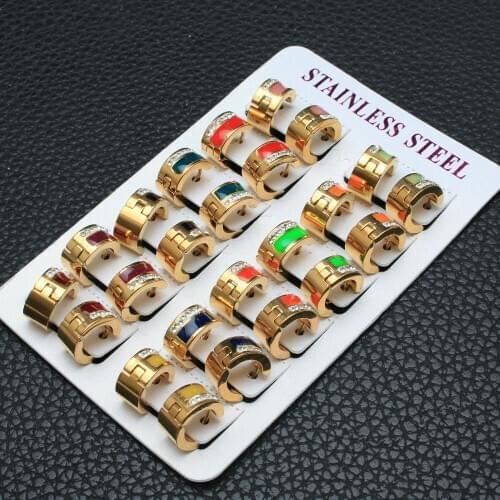 Fashion Stainless Steel Jewelry Multi Color Hoop Huggie Earrings For Woman & Girl Party Gift EASKAJEP