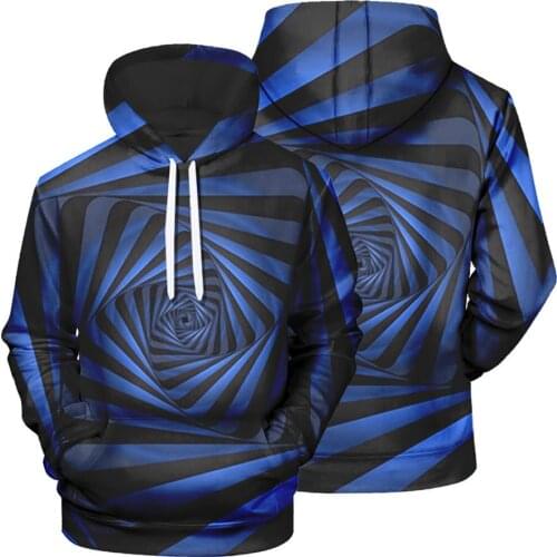 Mens abstract spiral rose print 3D hooded sweater drawstring personality pullover durable comfortable hoodie