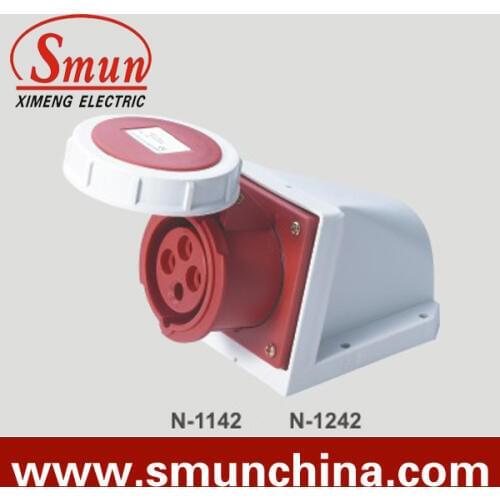 N-1242 32A 380-415v 3P+E 4pin Industrial Wall Socket with CE ROHS 1 Year Warranty IP67 degree PA66
