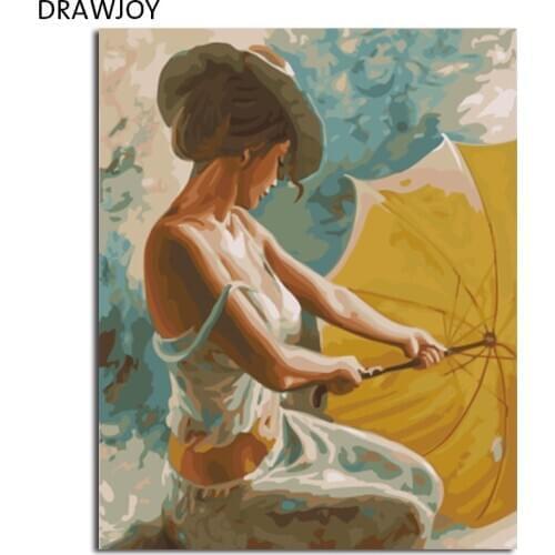 DRAWJOY Framed DIY Painting By Numbers Of Beauty Lady Oil Painting Home Decor For Living Room Coloring By Numbers On Canvas