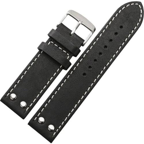 Genuine Leather watchband replacement leather strap Khaki Classic Jazz Seiko watch chain for Hamilton 20mm 22mm