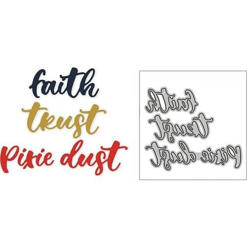 New Trust Faith Pixie Dust Word 2020 Metal Cutting Dies for DIY Scrapbooking and Card Making Decorative Embossing Mold No Stamps