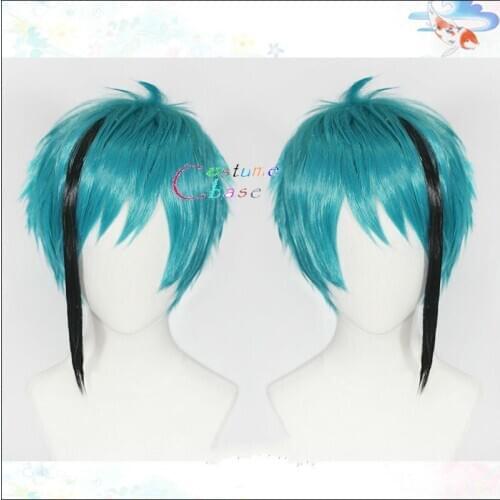 Floyd Jade Leech Twisted Wonderland Wig The Little Mermaid Cosplay Blue Mixed Black Short Hair Synthetic+ Free Wig Cap