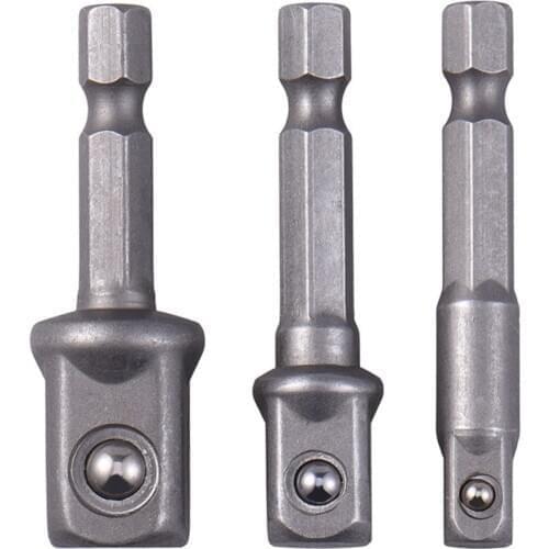 3pcs/Set Socket Adapter Hex Shank Set Adaptateur De Douille Sets Tige Hexagonale Vers 1/4 3/8 1/2 Embout Foret
