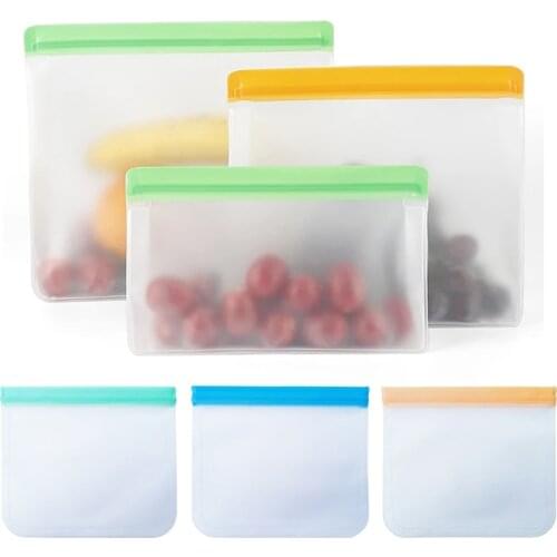 Translucent Frosted PEVA Food Preservation Bag Refrigerator Food Storage Freezer Bag Ziplock Bag Reusable Silicone Storage Bag