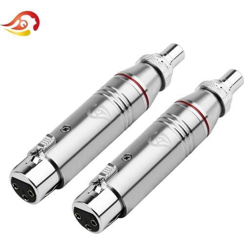 QYFANG 3 Pin Stainless Steel Balance Audio Jack Female XLR RCA Cannon Plug Wire Connector Microphone Mixer Speaker Adapter Plugs