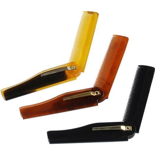 Mix Colors Handmade Gentlemans Folding Pocket Comb Plastic Beard Comb Travel Comb for Men 10pcs/lot P029