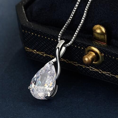 Luxury Crystal Necklace For Women Drop Shape Pendant Fashion Silver Color Jewelry 2020 New