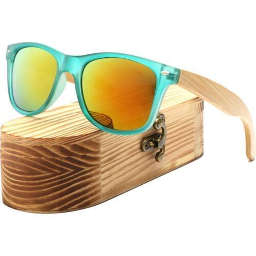 Sunglasses Women,2019 Vintage Bamboo Wood Legs Polarized Sunglasses Gold with PC Frames oculos de sol feminino Drop shipping