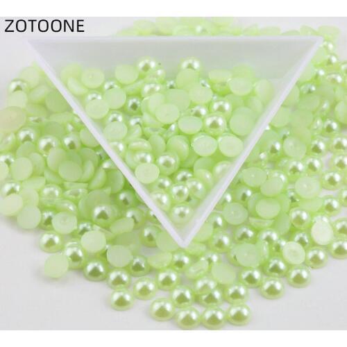 ZOTOONE Flatback ABS Plastic Rhinestone Half Round Pearl Bead DIY Rhinestone for Scrapbook Beads Nail Art Decoration Glue G