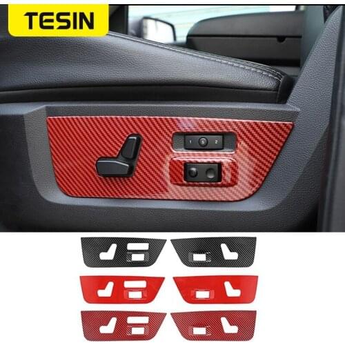 TESIN Car Electric Seat Adjustment Panel Decoration Cover Stickers for Dodge RAM 1500 2010-2017 ABS Interior Accessories