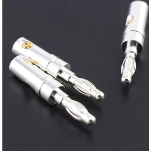 High quality pure copper silver plated banana head speaker cable plug speaker cable connector