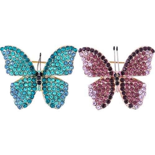 Women Butterfly Brooch Pins Shiny Full Rhinestone Lapel Pin Classic Corsage Clips Handmade Clothing Bag Decor Jewelry Buttons
