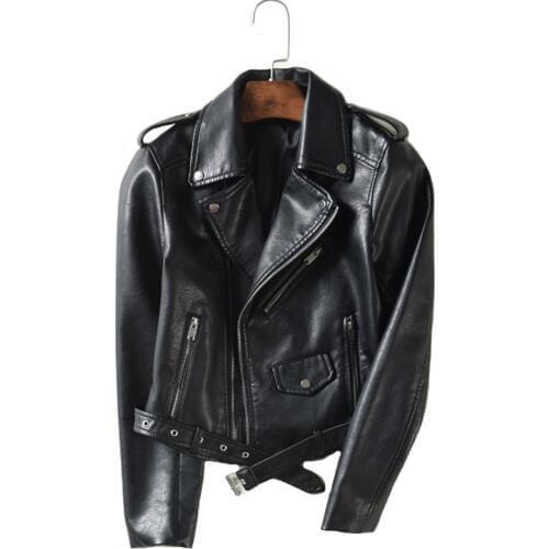 With Belt Autumn Women Leather Jacket 5 Colors Moto Biker Asymmetric Zipper Female Faux Leather Coat Outwear High Quality