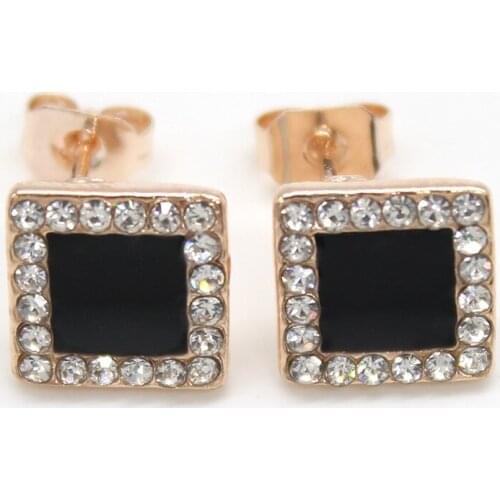 2021 New Cute Tiny Black Square Crystal Stud Earrings For Women Girls Elegant Simple Geometric Trendy Brincos Jewelry Earring