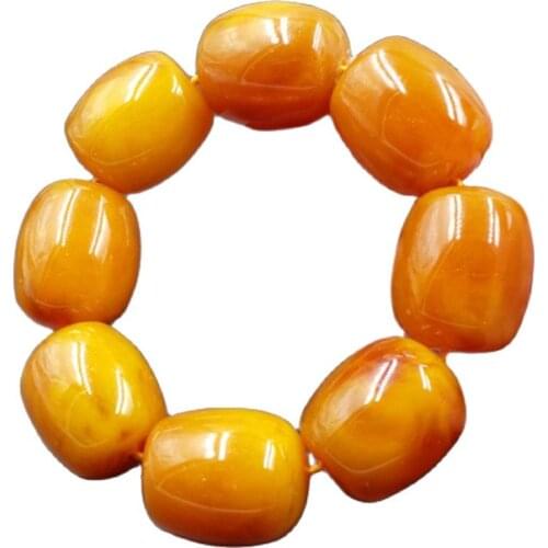 Old Beeswax Bracelet, Chicken Oil Yellow Amber Bracelet, Floating Salt Water Amber Bracelet