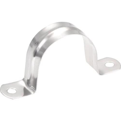 Uxcell 42mm/1.65" Rigid Pipe Strap, 2 Holes Tube Straps 201 Stainless Steel Tension Tube Clip Clamp 25pcs