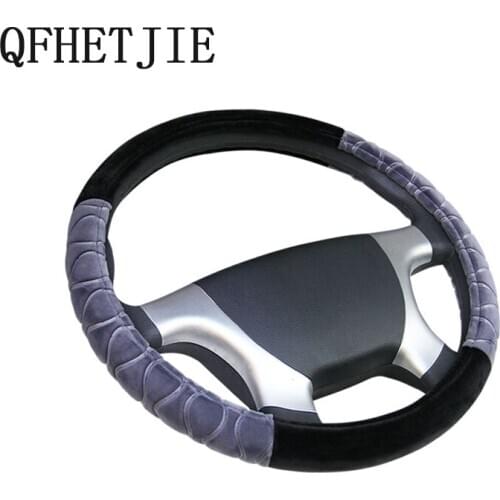 Car Steering Wheel Cover 36-50CM Engineering Vehicle Bus Winter Warmth Plush Car Handle Cover Furry Car Accessories