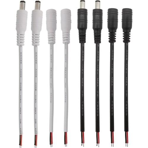 10Pcs 5.5x2.1mm DC Male Female Connector 5.5*2.1mm DC Power Plug Jack Socket Pigtail Cable Wire for 5050 3528 LED Strip Light