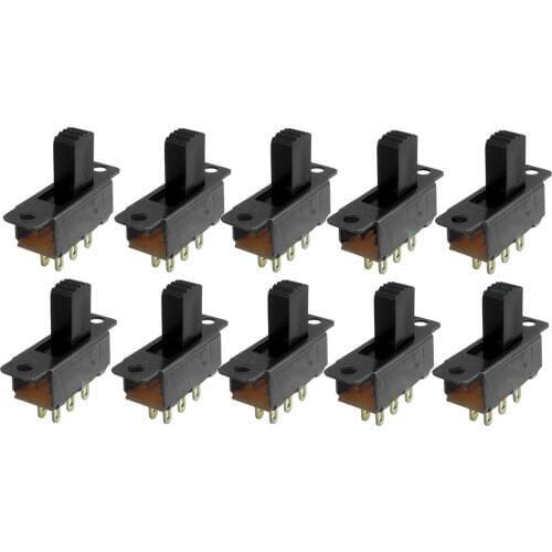 10 Pcs 6 Pins 2 Positions DPDT On/On Mini Slide Switch