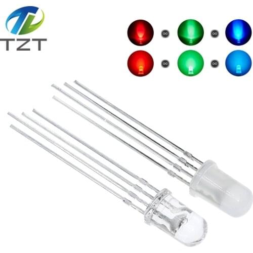 100pcs 5mm RGB LED Common Cathode / Common Anode Tri-Color Emitting Diodes f5 RGB Diffused / Transparent Highlight