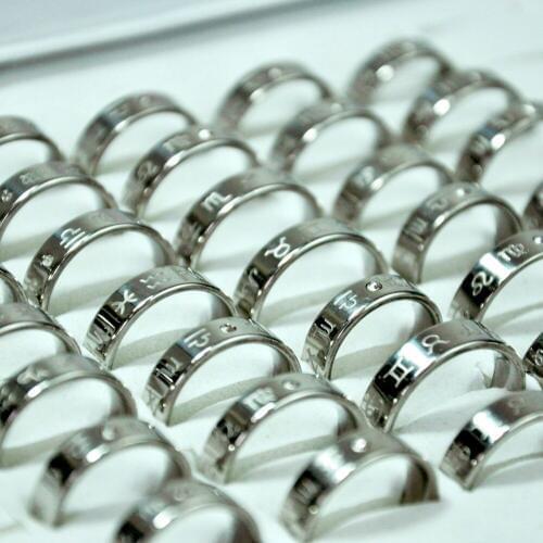 100Pcs Fashion Jewelry Constellation Style Stainless Steel Women Rings Men Ring Lots Hot Sale Bulk WholeSale LR4085