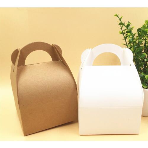 12pcs White/Brown Paper Portable Box Packaging for Coffee/Cookie/Candy/Tea Gift Poch Box Blank Kraft Paper Bags