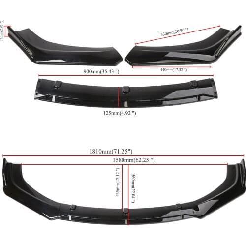 2021 Suitable For General Automobile Shovel Three Section Front Lip Small Paage Bla Bright Carbon Fiber