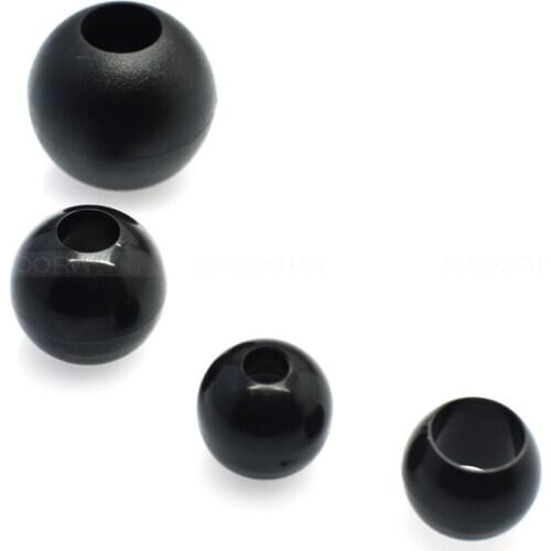 25pcs/pack 4 Sizes Plastic Beads Round Bells For Cords Strings Black