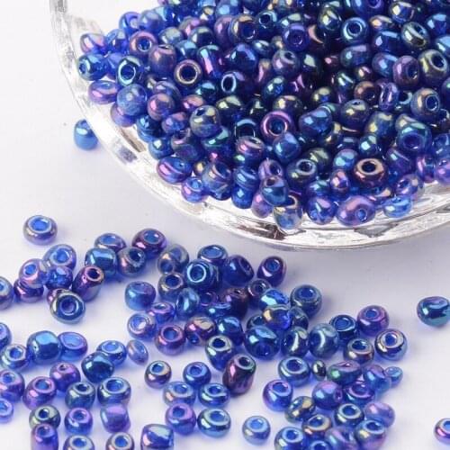 4500pcs/Pound 4mm Blue Glass Seed Beads Transparent Colors Rainbow Round Bead For DIY Bracelets Necklaces Jewelry Making
