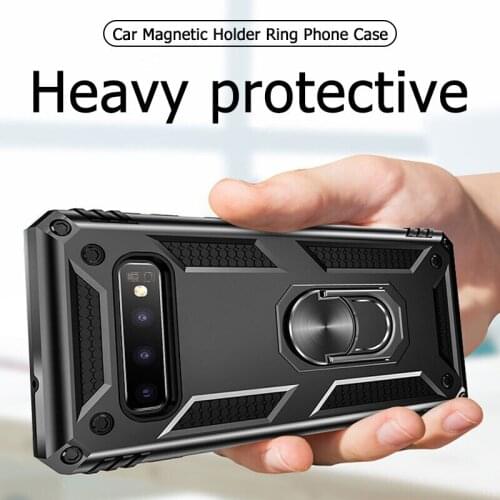 Car Magnetic Holder Ring Phone Case For Samsung Galaxy S8 S9 S10 S10E S20 Plus Note 20 10 9 8 Pro Ultra 5G Shockproof Back Cover