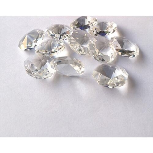 Free Shipping 100pcs/lot 22mm Crystal Octagon Trimming Beads in Two Holes, Crystal Glass Chandelier Beads For Curtain Parts