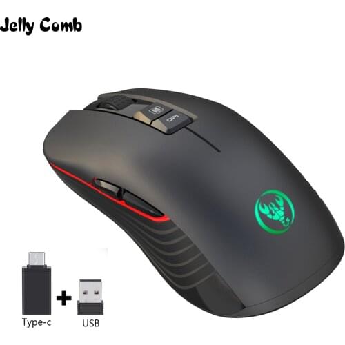 Jelly Comb 2.4GHz Wireless Gaming Mouse Rechargeable 3600DPI Adjustable USB Type-C Silent Mice for Macbook Laptop Gamer