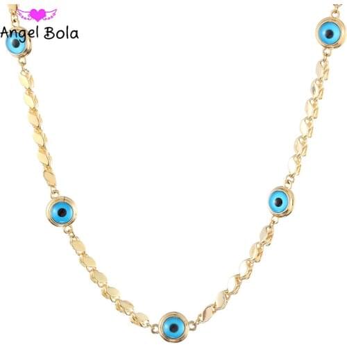 4mm Geometric Chain Muslim Magic Eye Gold Ladies Charm Allah Necklace Islamic Lucky Eye Party Wedding Holiday Gift Wholesale