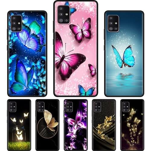 Case For Samsung A71 A52 A51 A21s A21 Cover for Galaxy A12 A91 A72 A42 A41 A32 A31 Fundas Glowing Butterfly TPU Coque