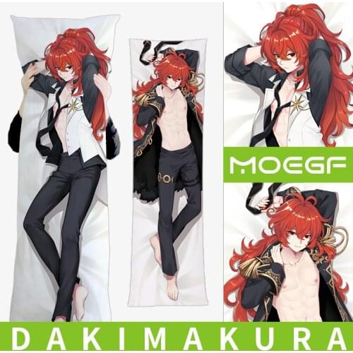Anime Genshin Impact Dakimakura Pillow Case Diluc Ragnvindr Hugging Body Pillowcase Cushion Cover